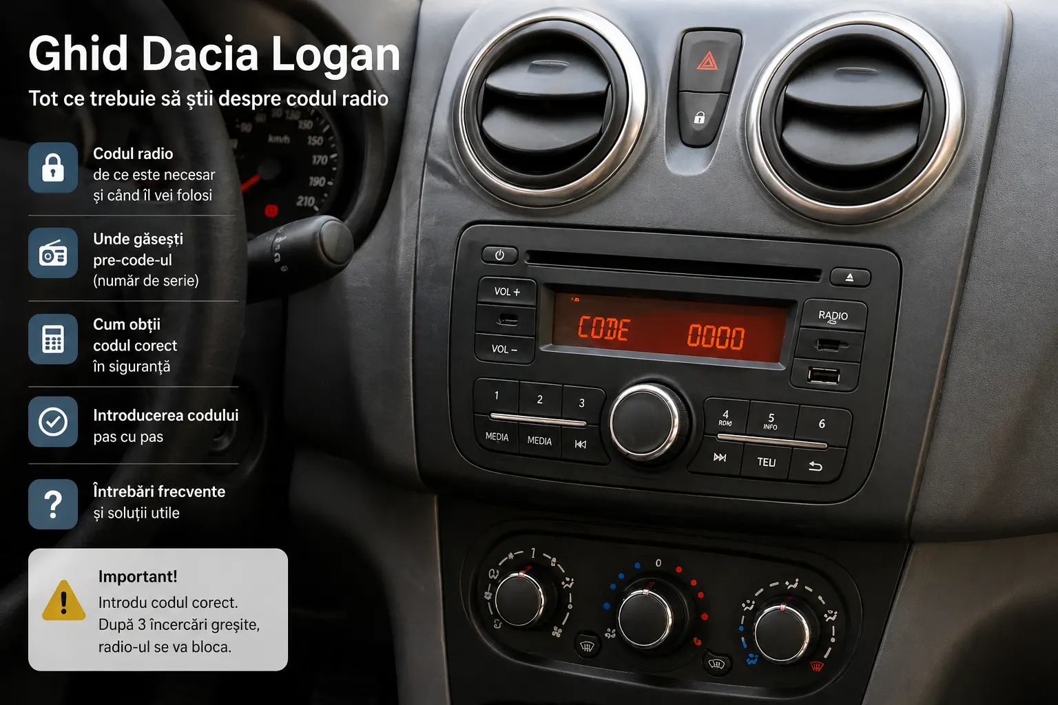 Ghid Casetofon/Radio Dacia Logan